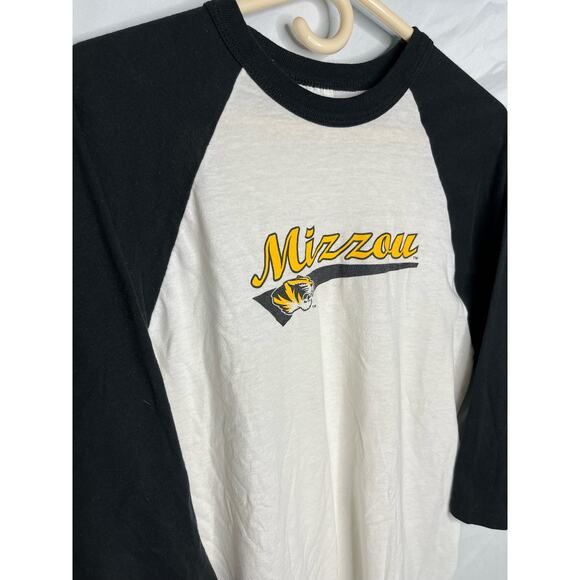 University Missouri Mizzou Tigers Raglan Baseball T Shirt Size M Russell 1980s - Picture 2 of 7